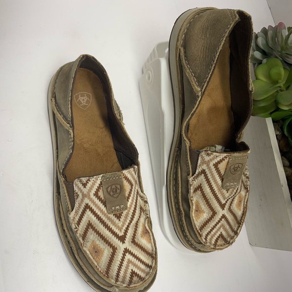 Ariat Brown and Cream Patterned Loafers - Picture 2 of 6